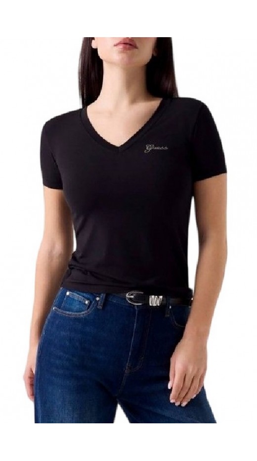 GUESS NEW SS VN MINI LOGO T-SHIRT ΜΠΛΟΥΖΑ ΓΥΝΑΙΚΕΙΑ BLACK