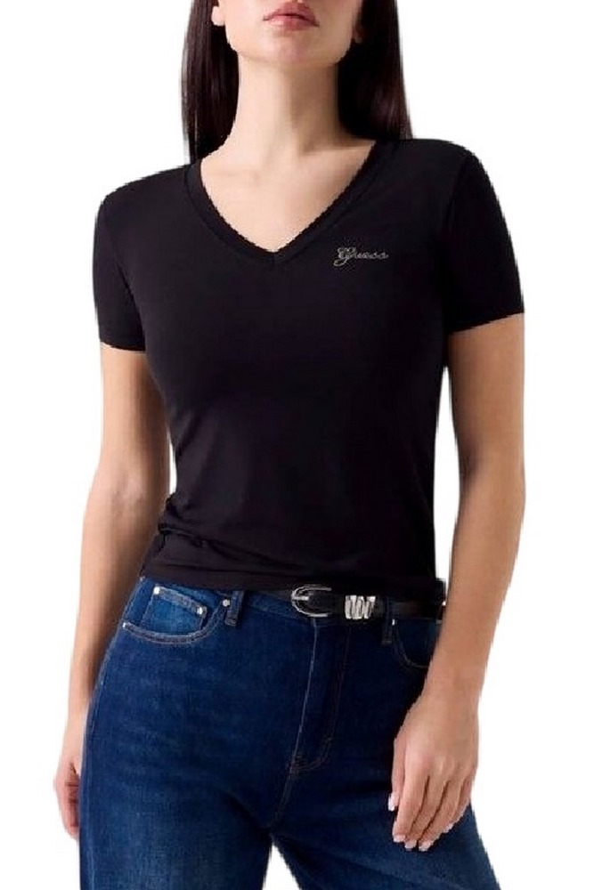 GUESS NEW SS VN MINI LOGO T-SHIRT ΜΠΛΟΥΖΑ ΓΥΝΑΙΚΕΙΑ BLACK