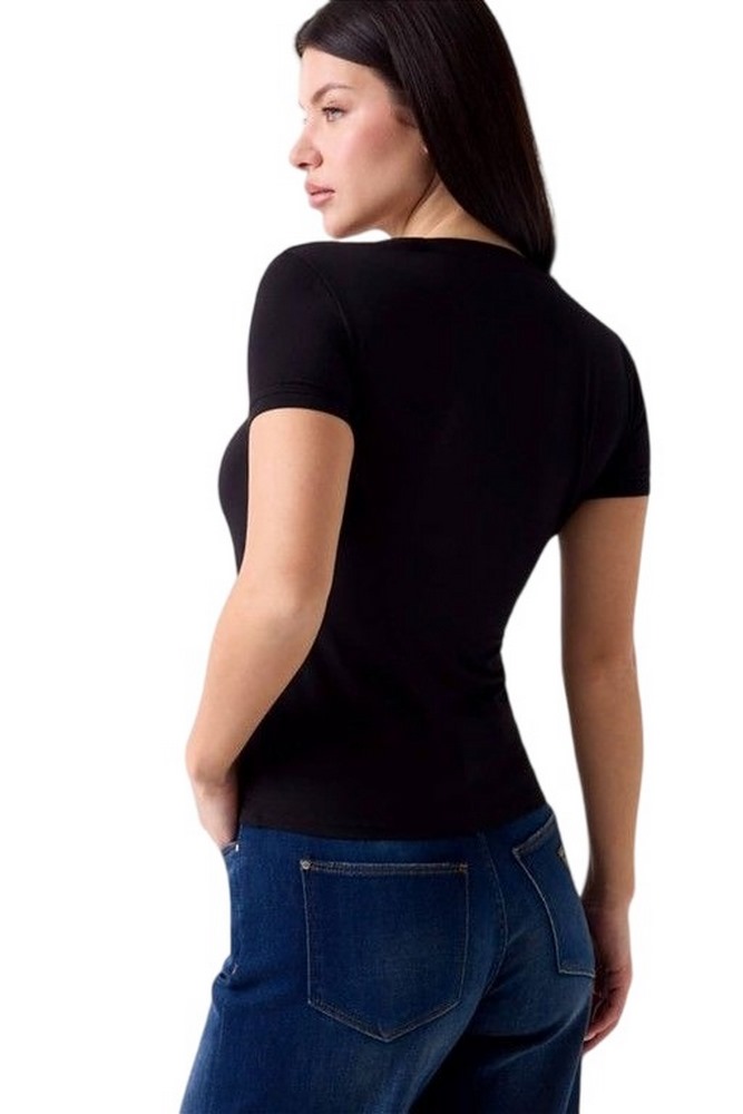 GUESS NEW SS VN MINI LOGO T-SHIRT ΜΠΛΟΥΖΑ ΓΥΝΑΙΚΕΙΑ BLACK