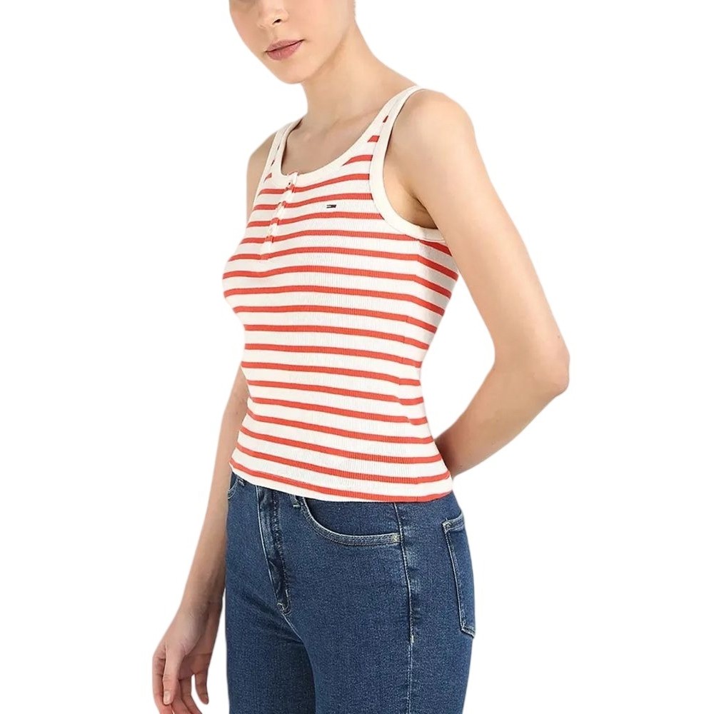TOMMY JEANS SLIM BUTTON TANK ΤΟΠ ΓΥΝΑΙΚΕΙΟ ECRU