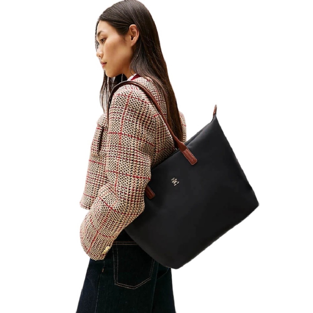 TOMMY HILFIGER POPETTE TOTE ΤΣΑΝΤΑ ΓΥΝΑΙΚΕΙΑ BLACK