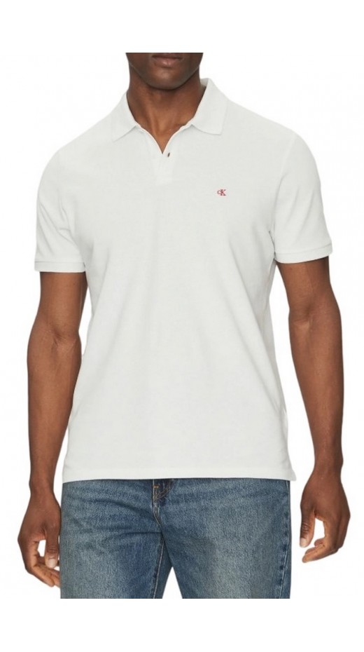 CALVIN KLEIN JEANS CASUAL PIQUE CLASSIC POLO T-SHIRT ΜΠΛΟΥΖΑ ΑΝΔΡΙΚΗ WHITE