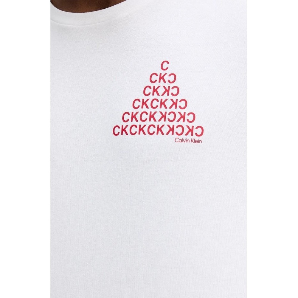 CALVIN KLEIN JEANS 20S CLVN BH PYRMD T-SHIRT ΜΠΛΟΥΖΑ ΑΝΔΡΙΚΗ WHITE