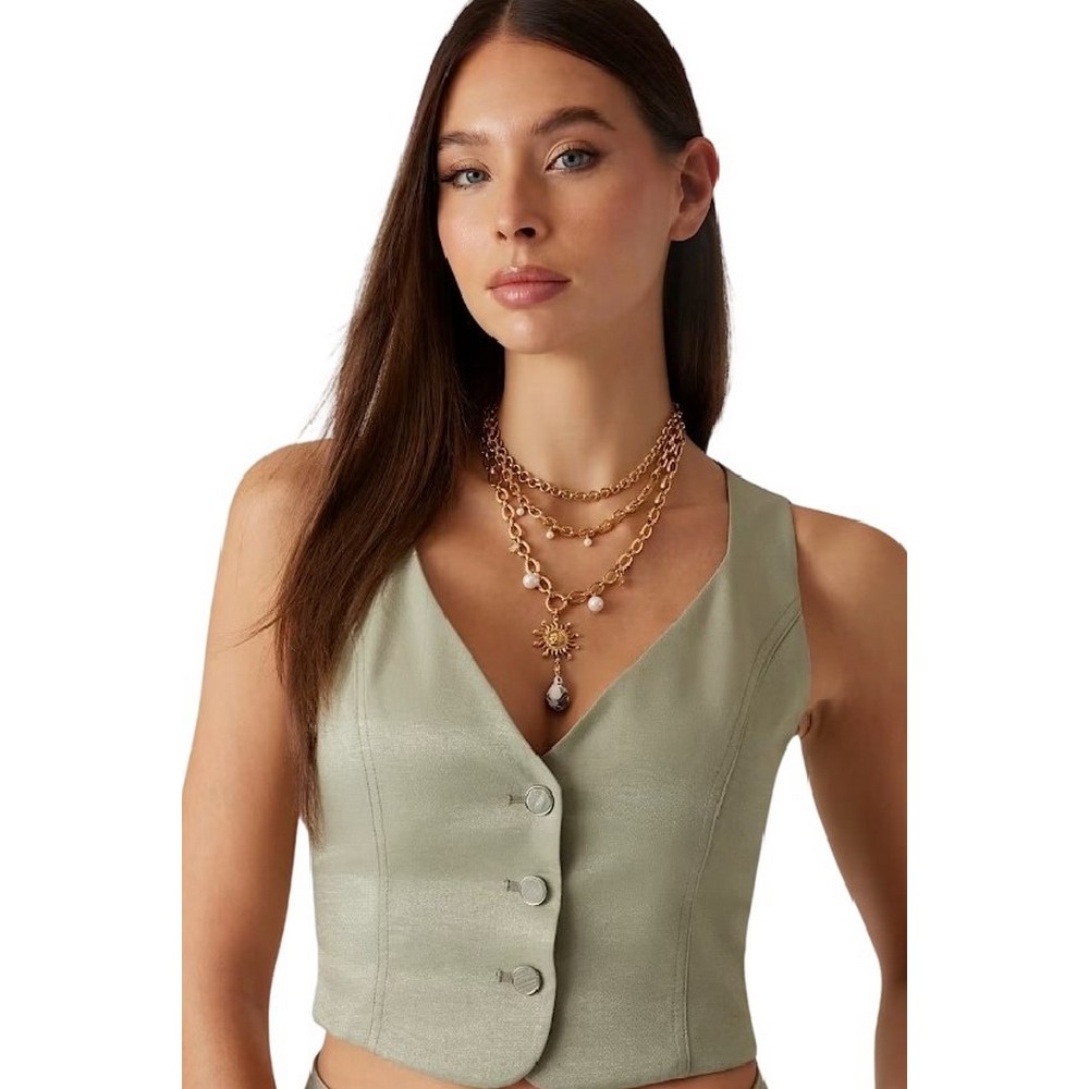 GUESS CAMILLE BUTTONED VEST ΓΙΛΕΚΟ ΓΥΝΑΙΚΕΙΟ GREEN