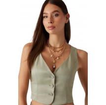 GUESS CAMILLE BUTTONED VEST ΓΙΛΕΚΟ ΓΥΝΑΙΚΕΙΟ GREEN