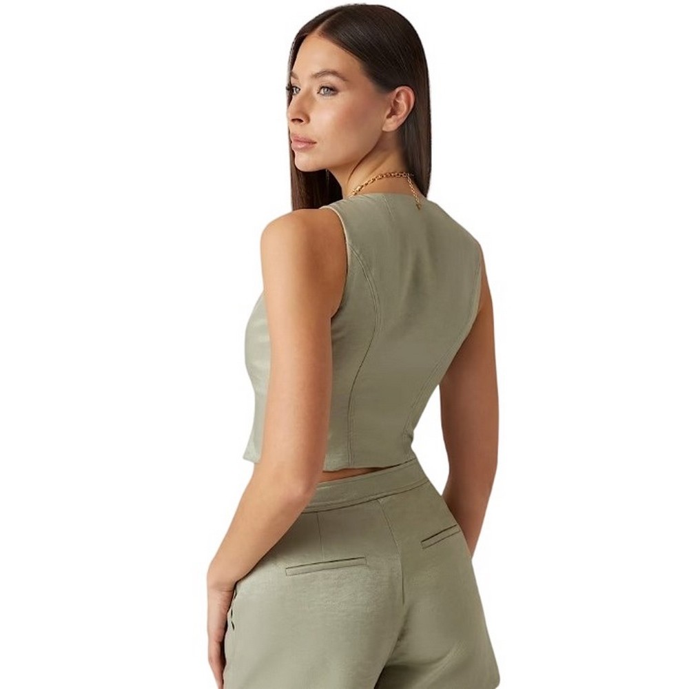 GUESS CAMILLE BUTTONED VEST ΓΙΛΕΚΟ ΓΥΝΑΙΚΕΙΟ GREEN