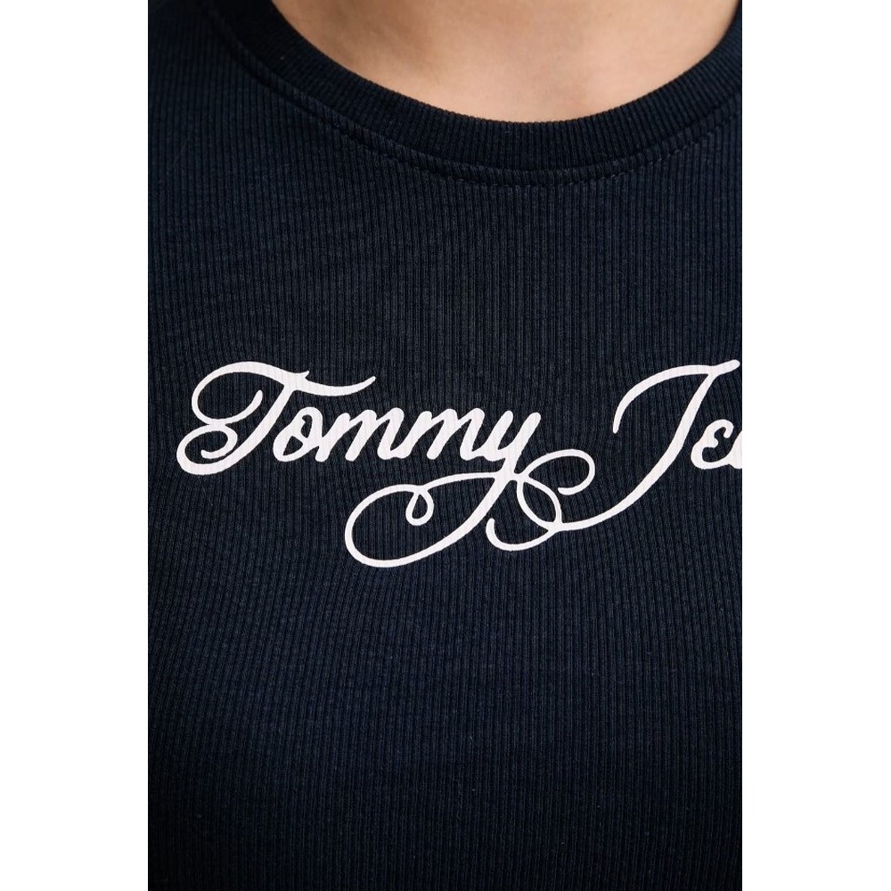 TOMMY JEANS SLIM ESS LOGO 1 RIB TEE EXT ΜΠΛΟΥΖΑ ΓΥΝΑΙΚΕΙΑ DARK NAVY