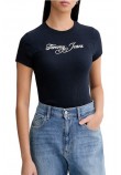 TOMMY JEANS SLIM ESS LOGO 1 RIB TEE EXT ΜΠΛΟΥΖΑ ΓΥΝΑΙΚΕΙΑ DARK NAVY