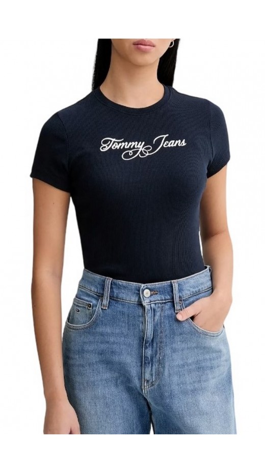 TOMMY JEANS SLIM ESS LOGO 1 RIB TEE EXT ΜΠΛΟΥΖΑ ΓΥΝΑΙΚΕΙΑ DARK NAVY
