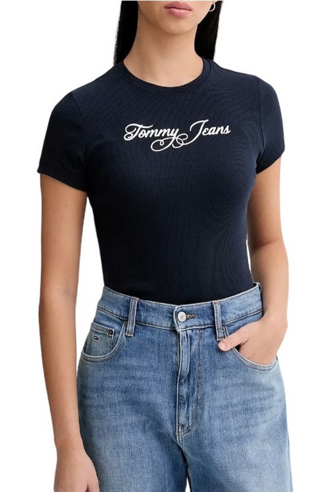 TOMMY JEANS SLIM ESS LOGO 1 RIB TEE EXT ΜΠΛΟΥΖΑ ΓΥΝΑΙΚΕΙΑ DARK NAVY