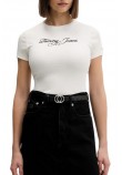 TOMMY JEANS SLIM ESS LOGO 1 RIB TEE EXT ΜΠΛΟΥΖΑ ΓΥΝΑΙΚΕΙΑ ECRU