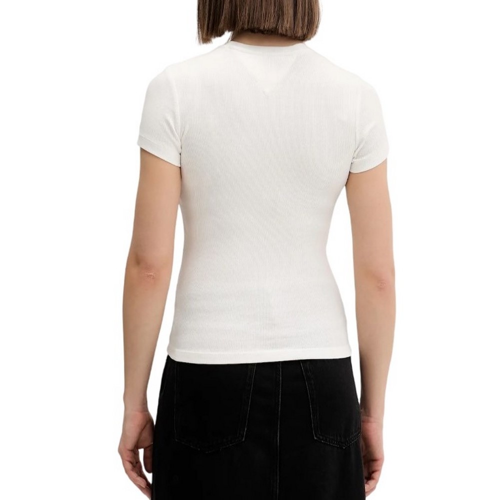 TOMMY JEANS SLIM ESS LOGO 1 RIB TEE EXT ΜΠΛΟΥΖΑ ΓΥΝΑΙΚΕΙΑ ECRU