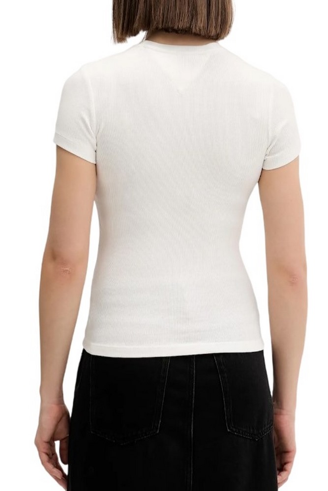 TOMMY JEANS SLIM ESS LOGO 1 RIB TEE EXT ΜΠΛΟΥΖΑ ΓΥΝΑΙΚΕΙΑ ECRU