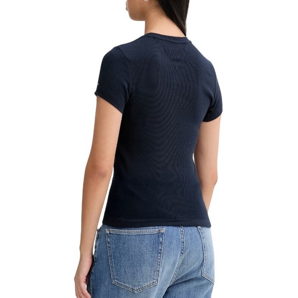 TOMMY JEANS SLIM ESS LOGO 1 RIB TEE EXT ΜΠΛΟΥΖΑ ΓΥΝΑΙΚΕΙΑ DARK NAVY