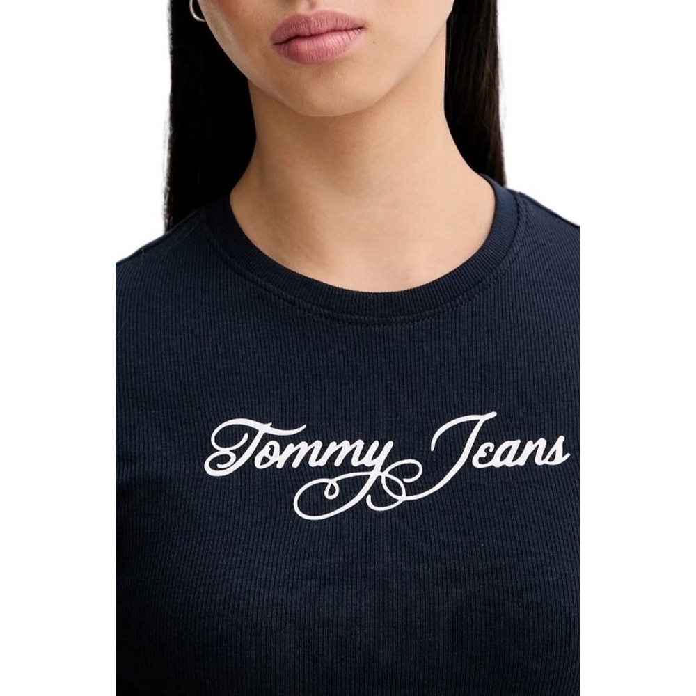 TOMMY JEANS SLIM ESS LOGO 1 RIB TEE EXT ΜΠΛΟΥΖΑ ΓΥΝΑΙΚΕΙΑ DARK NAVY