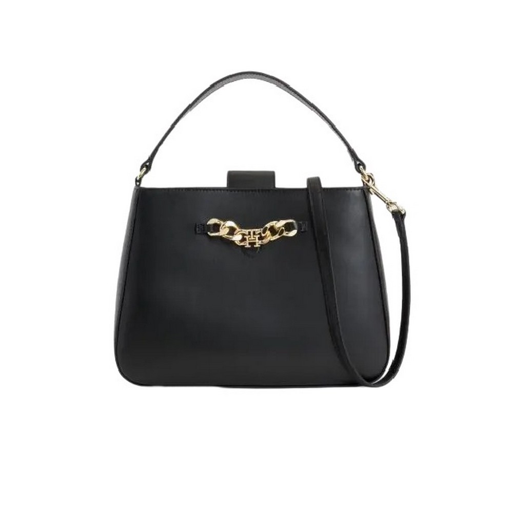 TOMMY HILFIGER TH LUXE SATCHEL ΤΣΑΝΤΑ ΓΥΝΑΙΚΕΙΑ BLACK