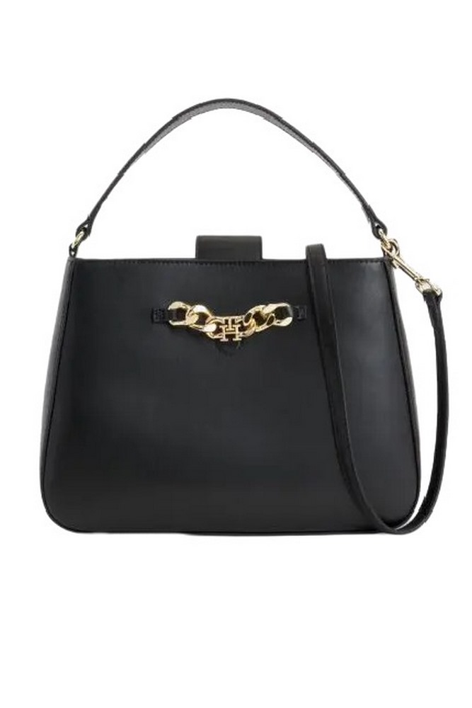 TOMMY HILFIGER TH LUXE SATCHEL ΤΣΑΝΤΑ ΓΥΝΑΙΚΕΙΑ BLACK