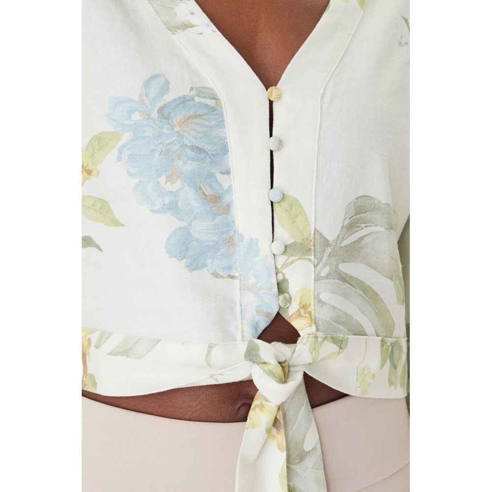 GUESS LS SHIRLEY LINEN TOP ΠΟΥΚΑΜΙΣΟ ΓΥΝΑΙΚΕΙΟ FLORAL