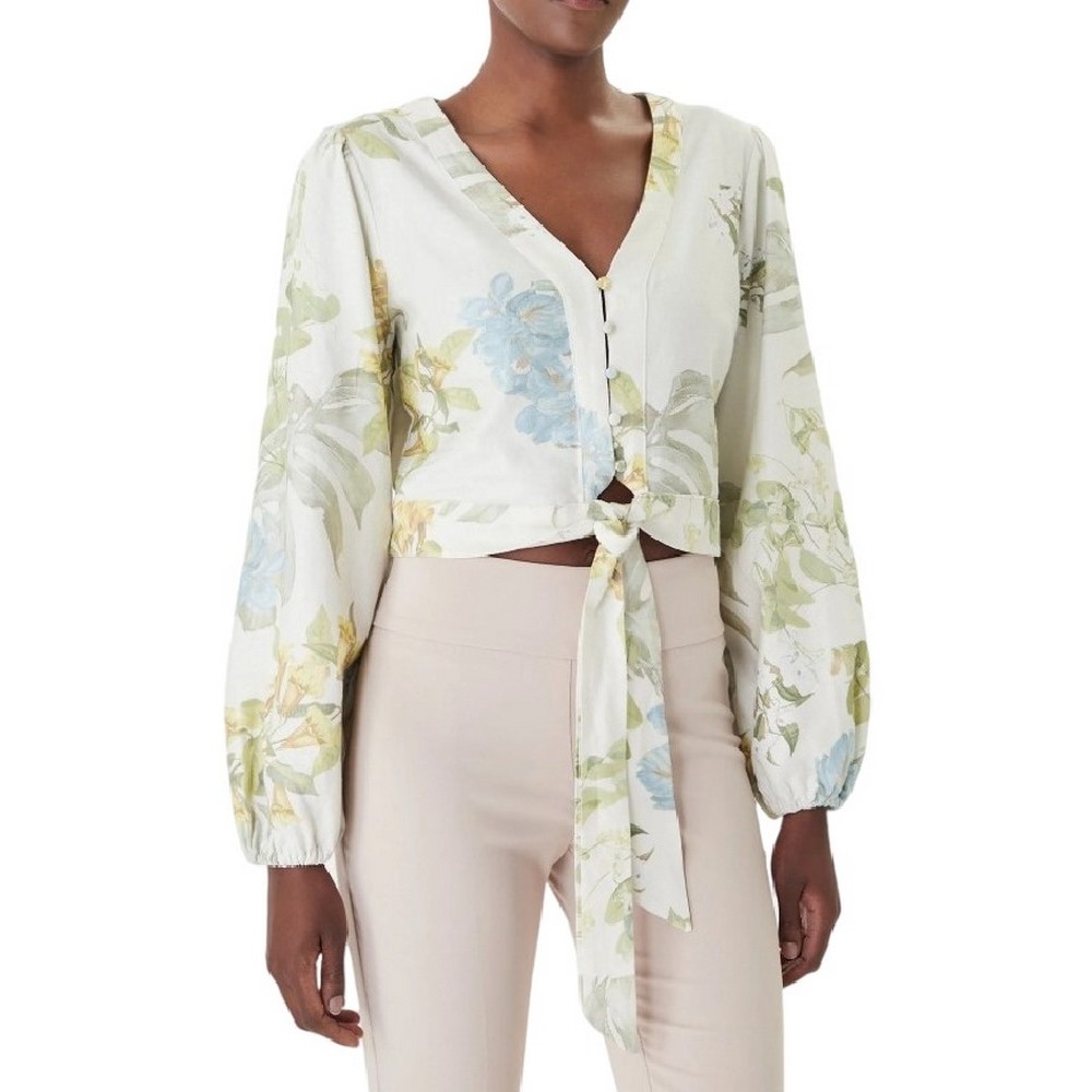 GUESS LS SHIRLEY LINEN TOP ΠΟΥΚΑΜΙΣΟ ΓΥΝΑΙΚΕΙΟ FLORAL