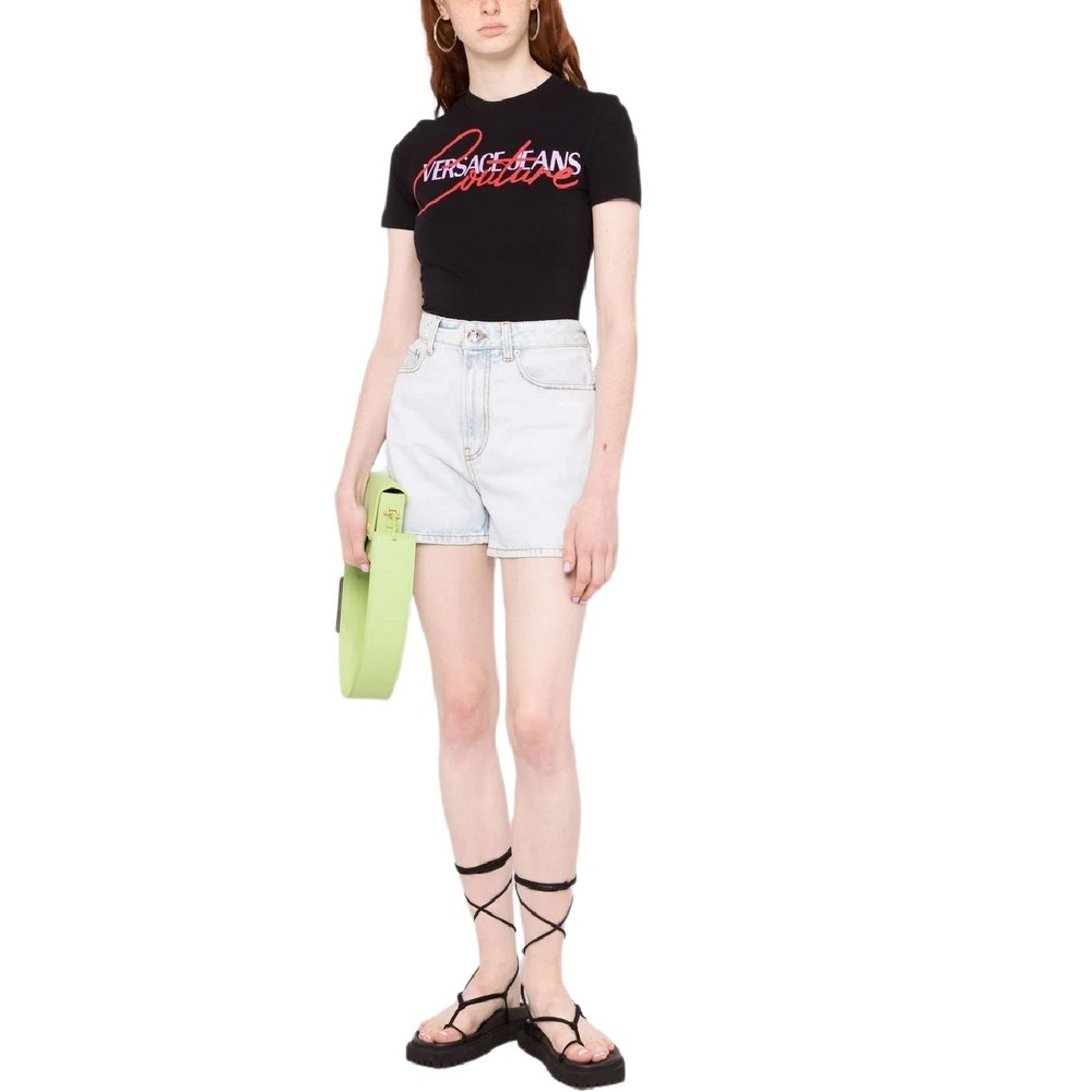 T-SHIRT PRINT LOGORUBBER ΓΥΝΑΙΚΕΙΟ VERSACE JEANS COUTURE BLACK T-SHIRT PRINT LOGORUBBER ΓΥΝΑΙΚΕΙΟ VERSACE JEANS COUTURE BLACK