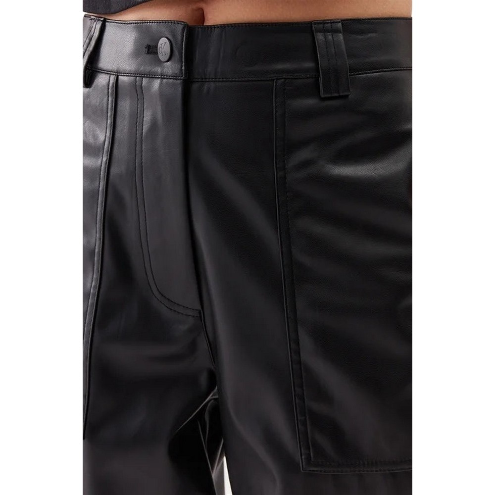 CALVIN KLEIN JEANS FAYX LEATHER HIGH RISE STRAIGHT ΠΑΝΤΕΛΟΝΙ ΓΥΝΑΙΚΕΙΟ BLACK