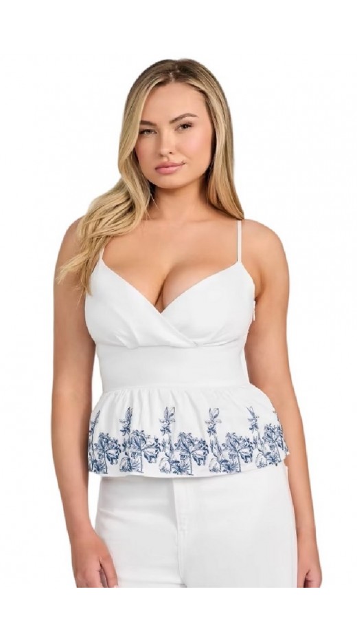 GUESS BLANCHE PLACE EMBRO ΤΟΠ ΓΥΝΑΙΚΕΙΟ WHITE