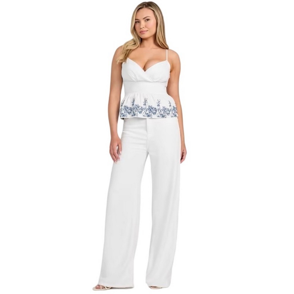 GUESS BLANCHE PLACE EMBRO ΤΟΠ ΓΥΝΑΙΚΕΙΟ WHITE