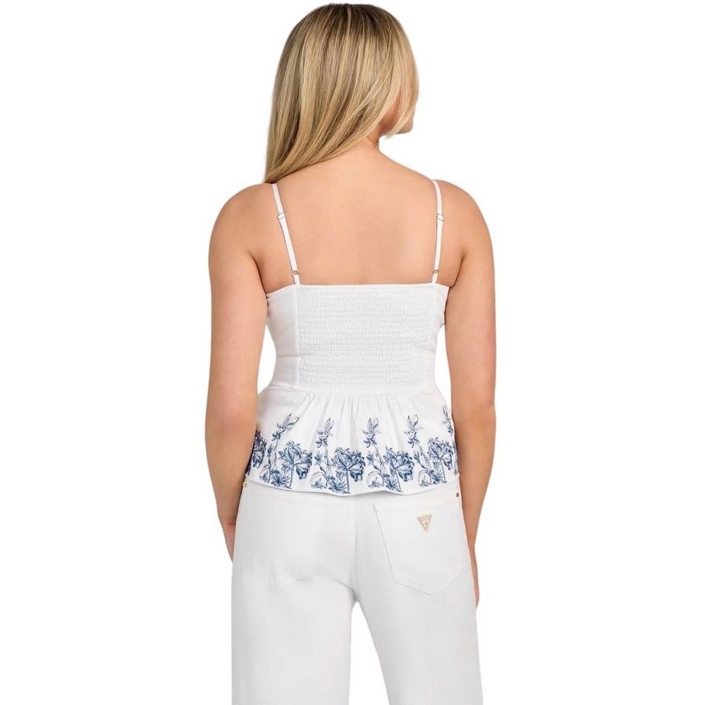 GUESS BLANCHE PLACE EMBRO ΤΟΠ ΓΥΝΑΙΚΕΙΟ WHITE
