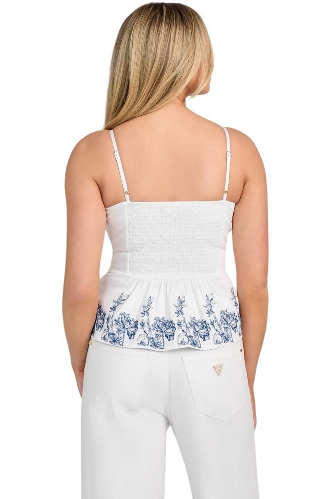 GUESS BLANCHE PLACE EMBRO ΤΟΠ ΓΥΝΑΙΚΕΙΟ WHITE