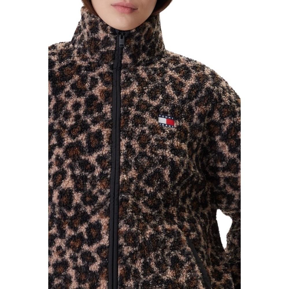 TOMMY JEANS ZIP THROUGH BADGE TEDDY ΖΑΚΕΤΑ ΓΥΝΑΙΚΕΙΑ LEOPARD