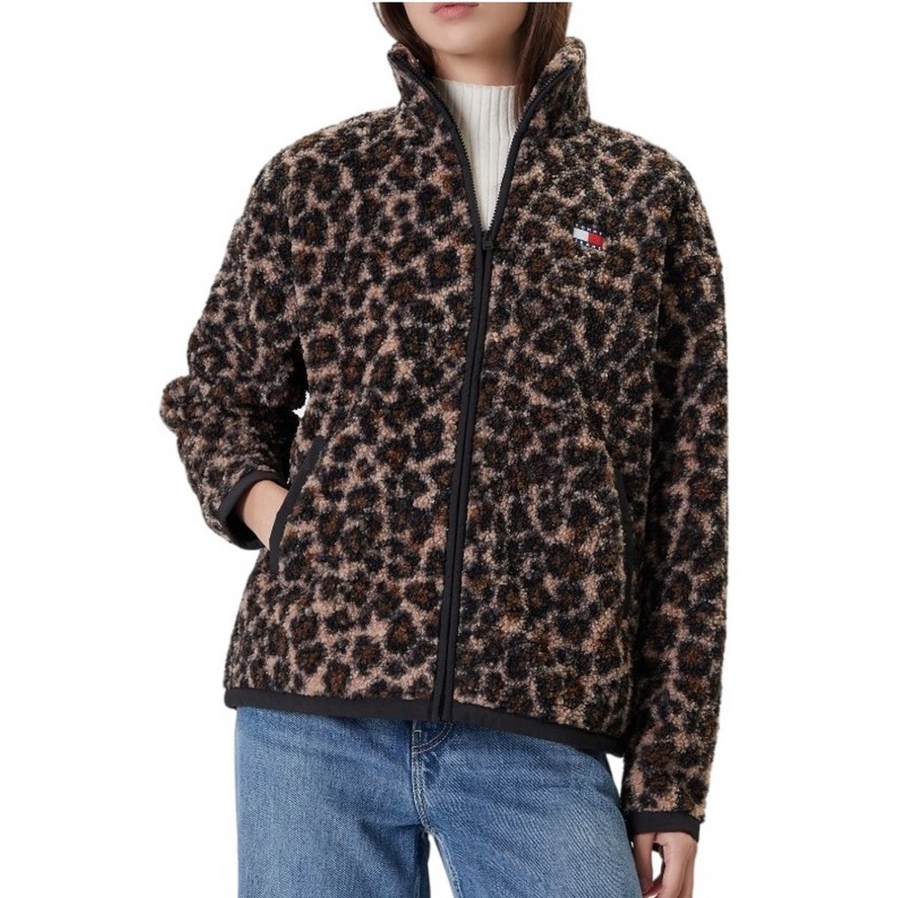 TOMMY JEANS ZIP THROUGH BADGE TEDDY ΖΑΚΕΤΑ ΓΥΝΑΙΚΕΙΑ LEOPARD