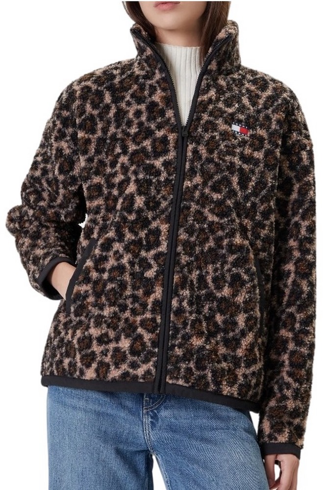 TOMMY JEANS ZIP THROUGH BADGE TEDDY ΖΑΚΕΤΑ ΓΥΝΑΙΚΕΙΑ LEOPARD