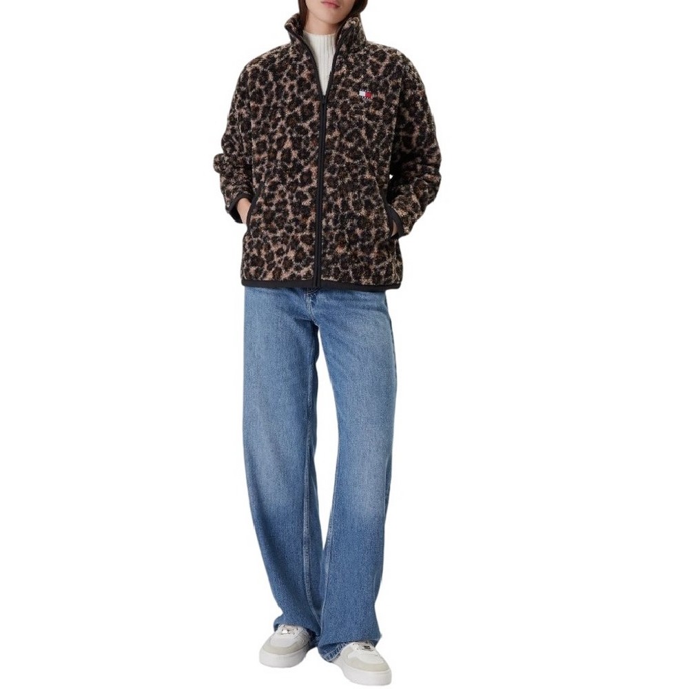 TOMMY JEANS ZIP THROUGH BADGE TEDDY ΖΑΚΕΤΑ ΓΥΝΑΙΚΕΙΑ LEOPARD
