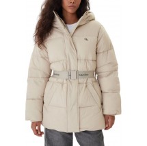 CALVIN KLEIN JEANS BELTED MIDWEIGHT PUFFER ΜΠΟΥΦΑΝ ΓΥΝΑΙΚΕΙΟ BEIGE