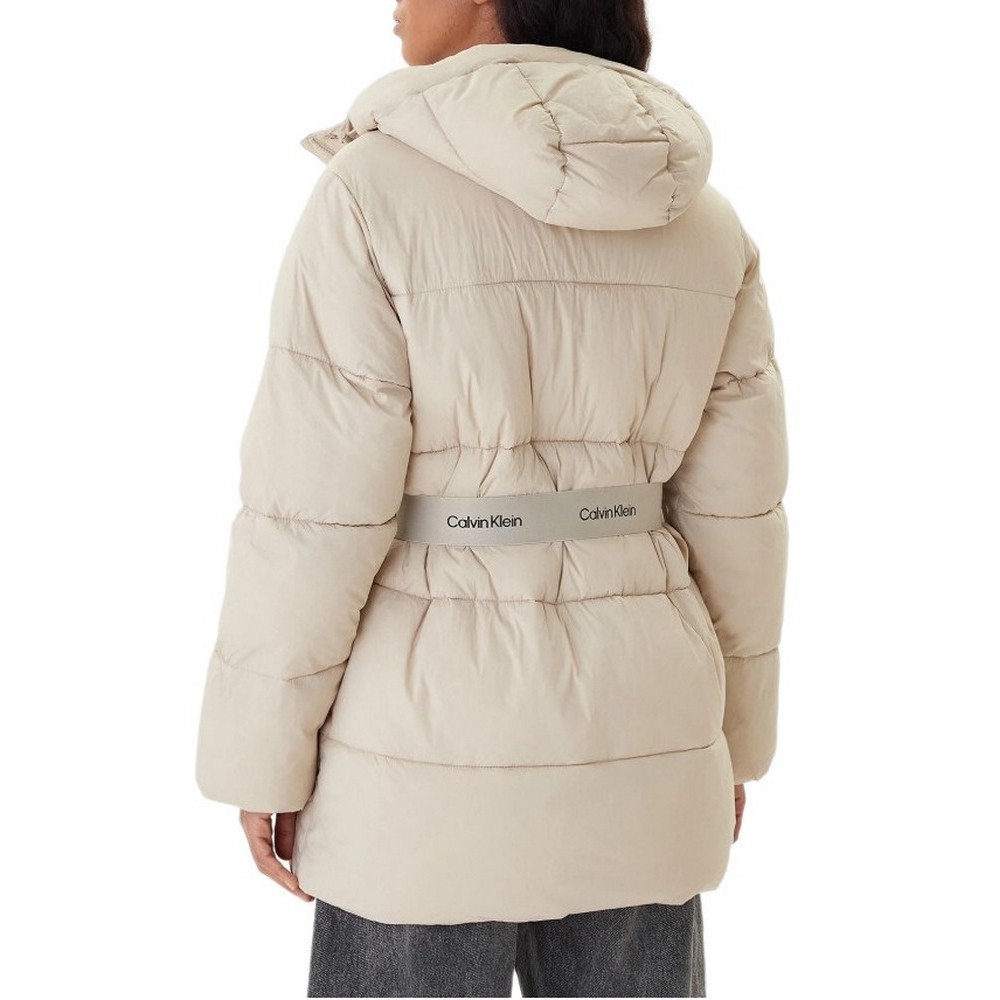 CALVIN KLEIN JEANS BELTED MIDWEIGHT PUFFER ΜΠΟΥΦΑΝ ΓΥΝΑΙΚΕΙΟ BEIGE