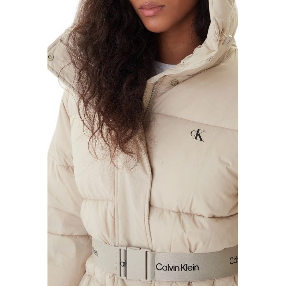 CALVIN KLEIN JEANS BELTED MIDWEIGHT PUFFER ΜΠΟΥΦΑΝ ΓΥΝΑΙΚΕΙΟ BEIGE