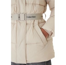 CALVIN KLEIN JEANS BELTED MIDWEIGHT PUFFER ΜΠΟΥΦΑΝ ΓΥΝΑΙΚΕΙΟ BEIGE