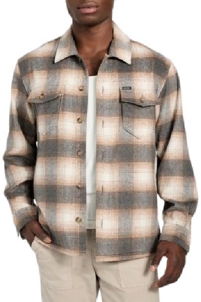 GUESS LS CHECK OVERSHIRT ΠΟΥΚΑΜΙΣΟ ΑΝΔΡΙΚΟ BROWN