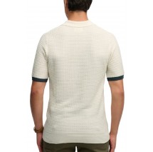SUPERDRY D2 STUD JOHNNY COLLAR KNITTED POLO T-SHIRT ΜΠΛΟΥΖΑ ΑΝΔΡΙΚΗ OFF WHITE