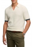 SUPERDRY D2 STUD JOHNNY COLLAR KNITTED POLO T-SHIRT ΜΠΛΟΥΖΑ ΑΝΔΡΙΚΗ OFF WHITE