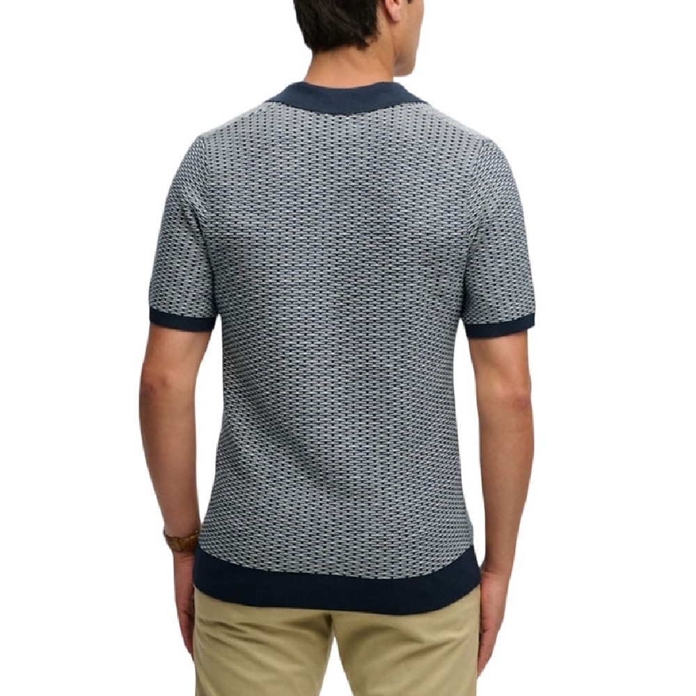 SUPERDRY D2 STUD JOHNNY COLLAR KNITTED POLO T-SHIRT ΜΠΛΟΥΖΑ ΑΝΔΡΙΚΗ NAVY/WHITE