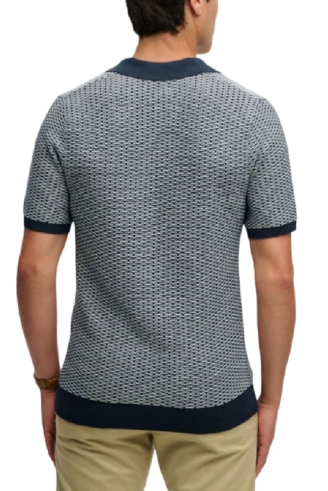 SUPERDRY D2 STUD JOHNNY COLLAR KNITTED POLO T-SHIRT ΜΠΛΟΥΖΑ ΑΝΔΡΙΚΗ NAVY/WHITE