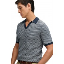 SUPERDRY D2 STUD JOHNNY COLLAR KNITTED POLO T-SHIRT ΜΠΛΟΥΖΑ ΑΝΔΡΙΚΗ NAVY/WHITE