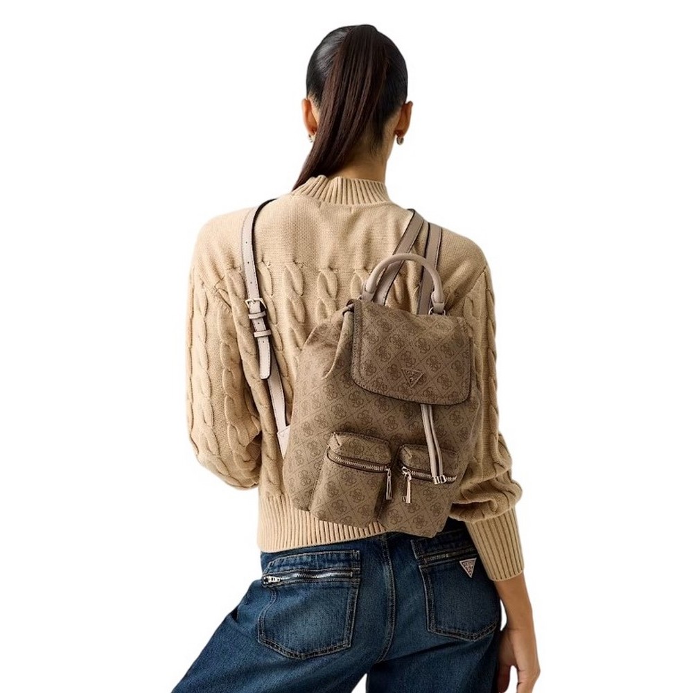 GUESS MANHATTAN II FLAP BACKPACK ΤΣΑΝΤΑ ΓΥΝΑΙΚΕΙΑ LATTE