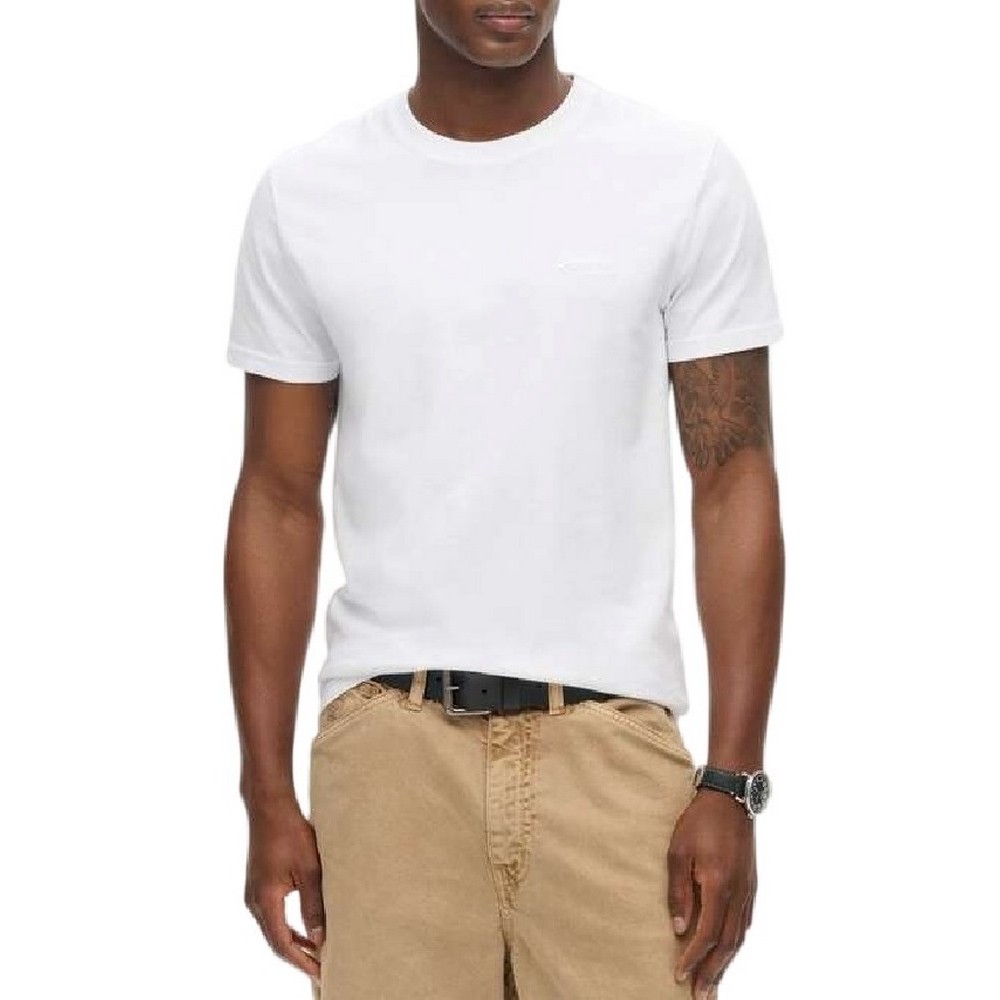 SUPERDRY ESSENTIAL LOGO EMB T-SHIRT ΜΠΛΟΥΖΑ ΑΝΔΡΙΚΗ BRIGHT WHITE