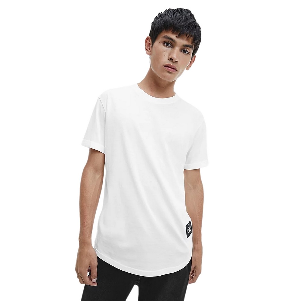 CALVIN KLEIN JEANS BADGE TURN UP SLEEVE  T-SHIRT ΑΝΤΡΙΚΟ WHITE