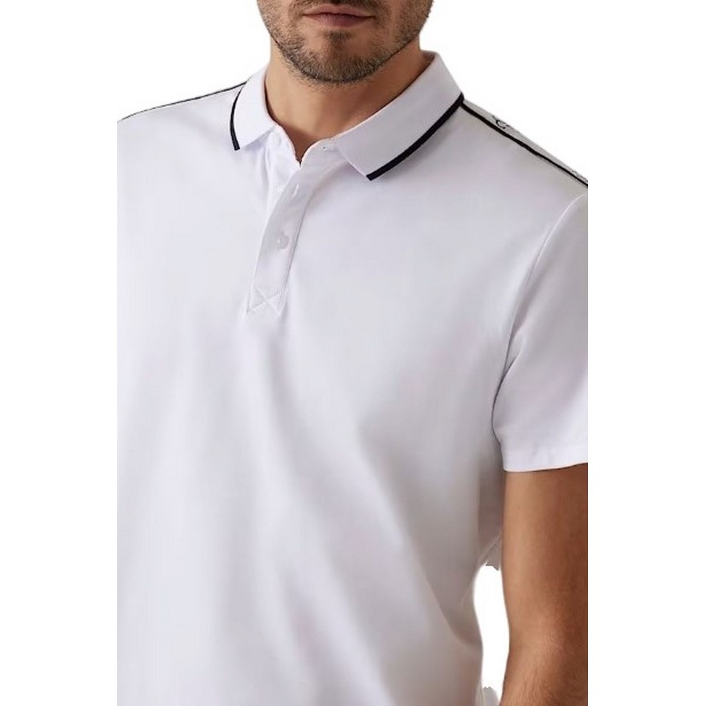 GUESS QUATTRO G TAPE POLO T-SHIRT ΜΠΛΟΥΖΑ ΑΝΔΡΙΚΗ WHITE