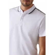 GUESS QUATTRO G TAPE POLO T-SHIRT ΜΠΛΟΥΖΑ ΑΝΔΡΙΚΗ WHITE