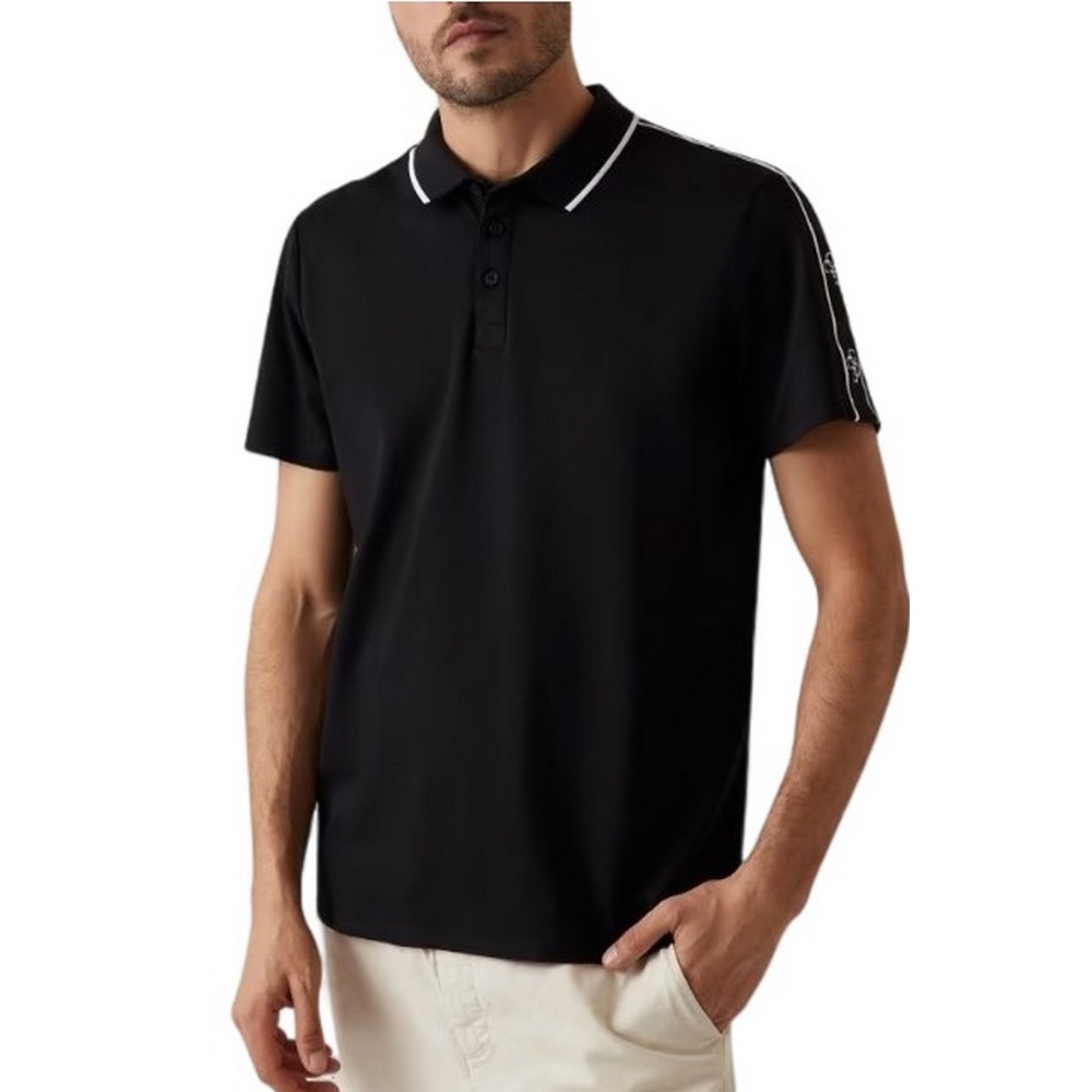 GUESS QUATTRO G TAPE POLO T-SHIRT ΜΠΛΟΥΖΑ ΑΝΔΡΙΚΗ BLACK
