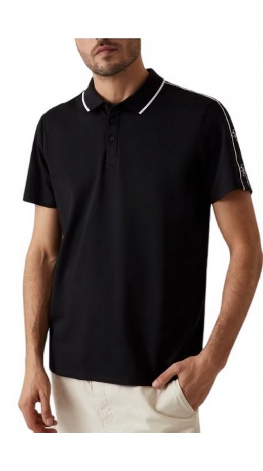 GUESS QUATTRO G TAPE POLO T-SHIRT ΜΠΛΟΥΖΑ ΑΝΔΡΙΚΗ BLACK